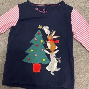 Mini Boden Kids Christmas  Long Sleeve Shirt 3-4